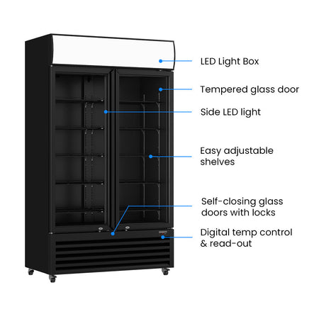 Thermaster Two Glass Door Colourbond Upright Drink Fridge LG - 730BP - Commercial Kitchen Appliances