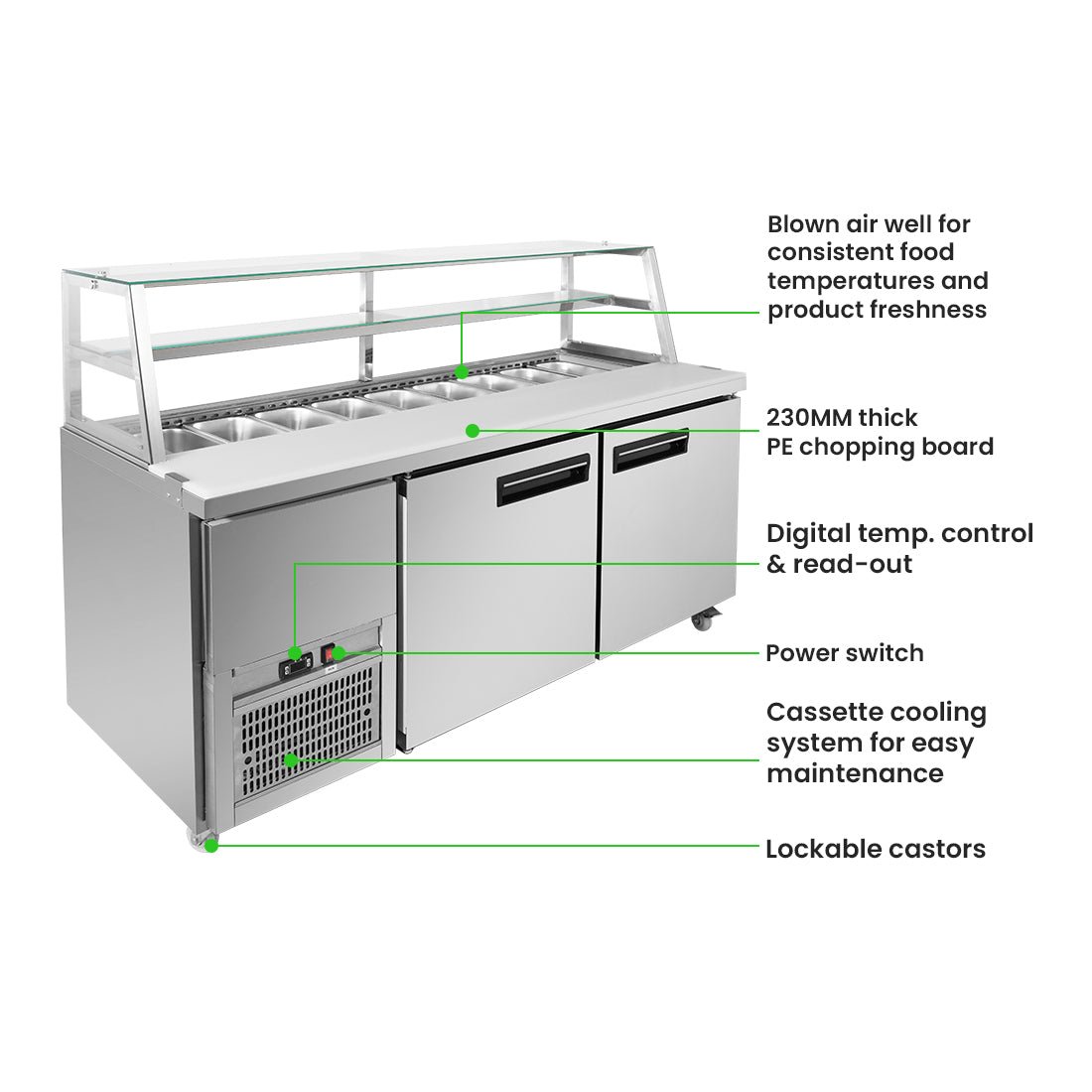 Thermaster Two Large Door Deluxe Sandwich Bar SCB/18 - Commercial Kitchen Appliances
