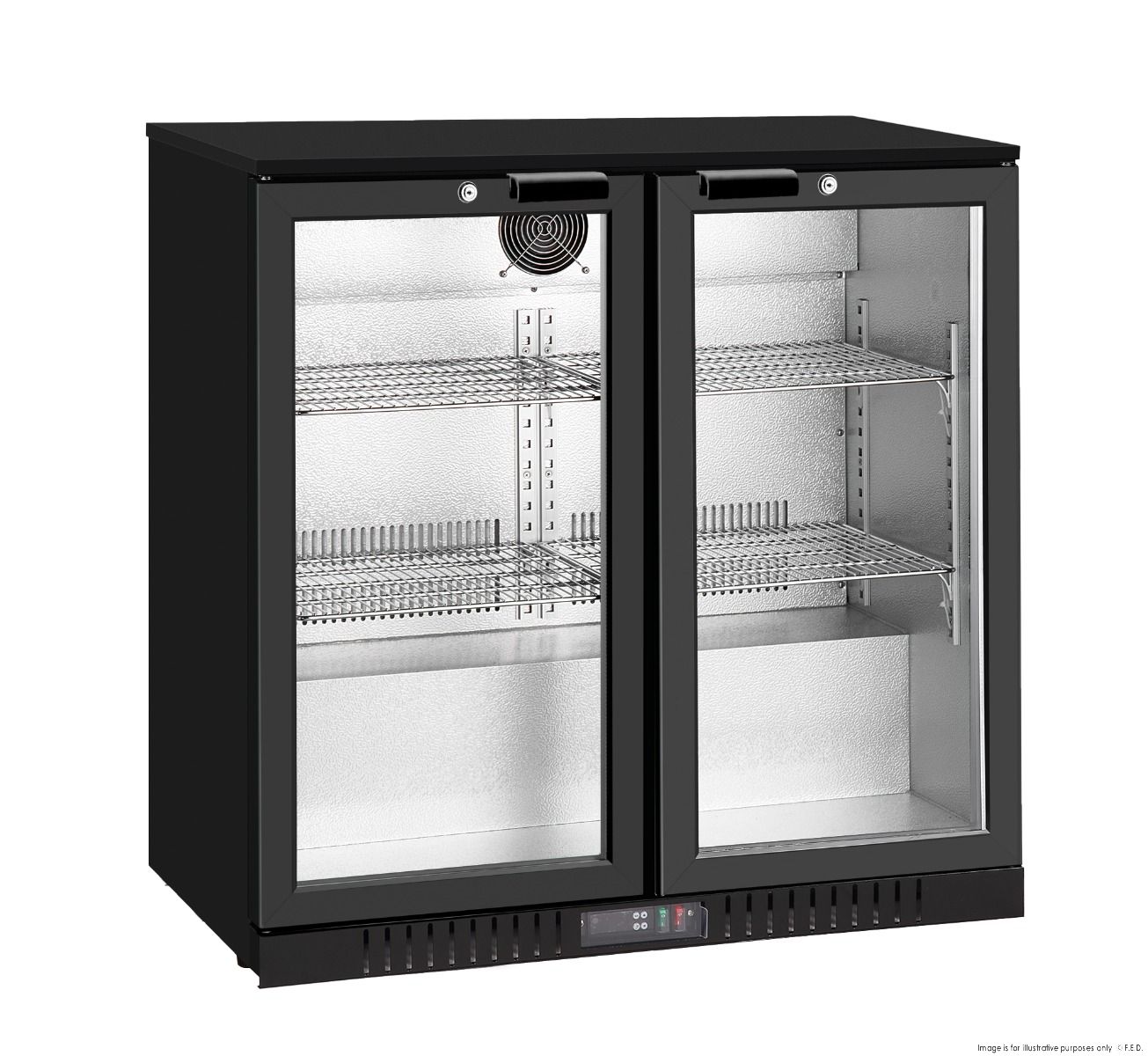 Thermaster Under Bench Double Heated Glass Doors Bar Cooler with Heater Switch LG - 208TD - Commercial Kitchen Appliances