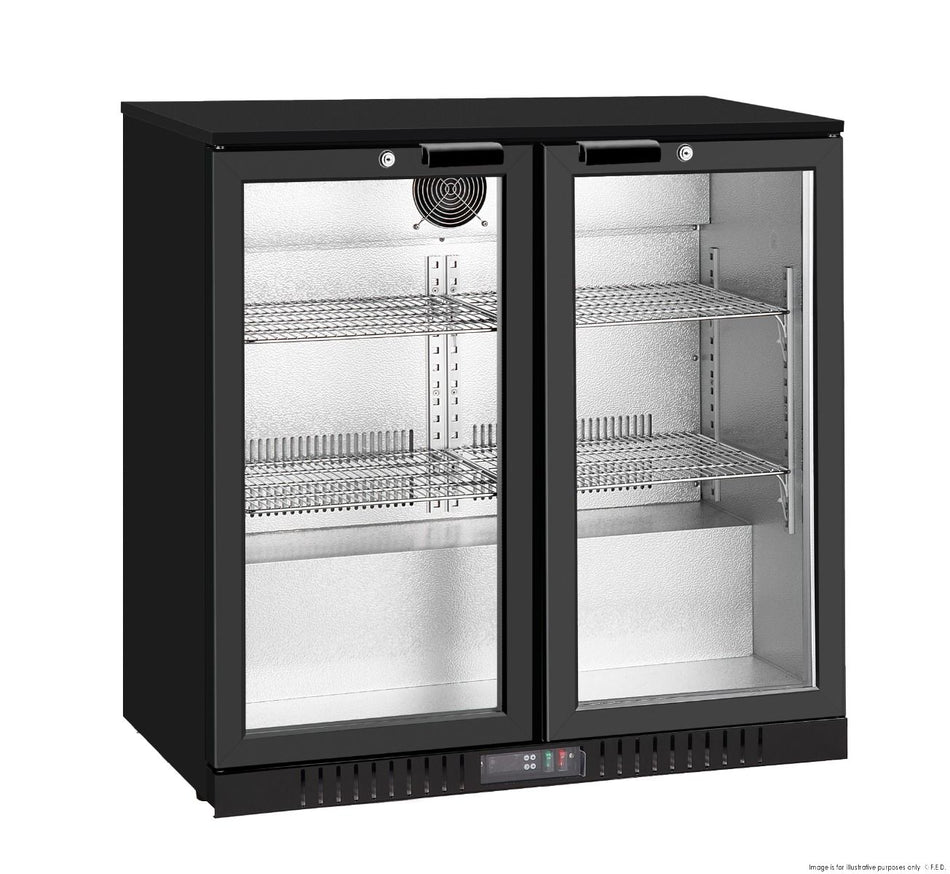 Thermaster Under Bench Double Heated Glass Doors Bar Cooler with Heater Switch LG - 208TD - Commercial Kitchen Appliances
