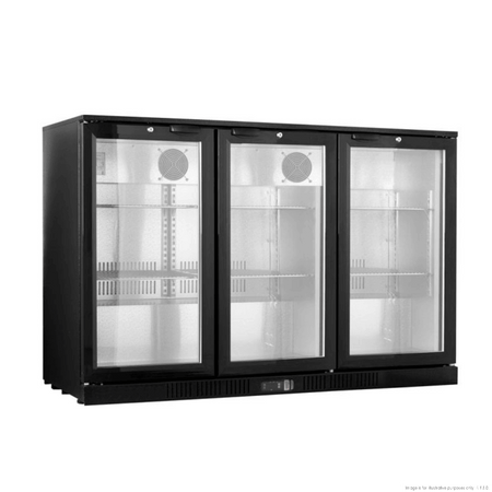 Thermaster Under Bench Three Heated Glass Doors Bar Cooler with Heater Switch LG - 330TD - Commercial Kitchen Appliances