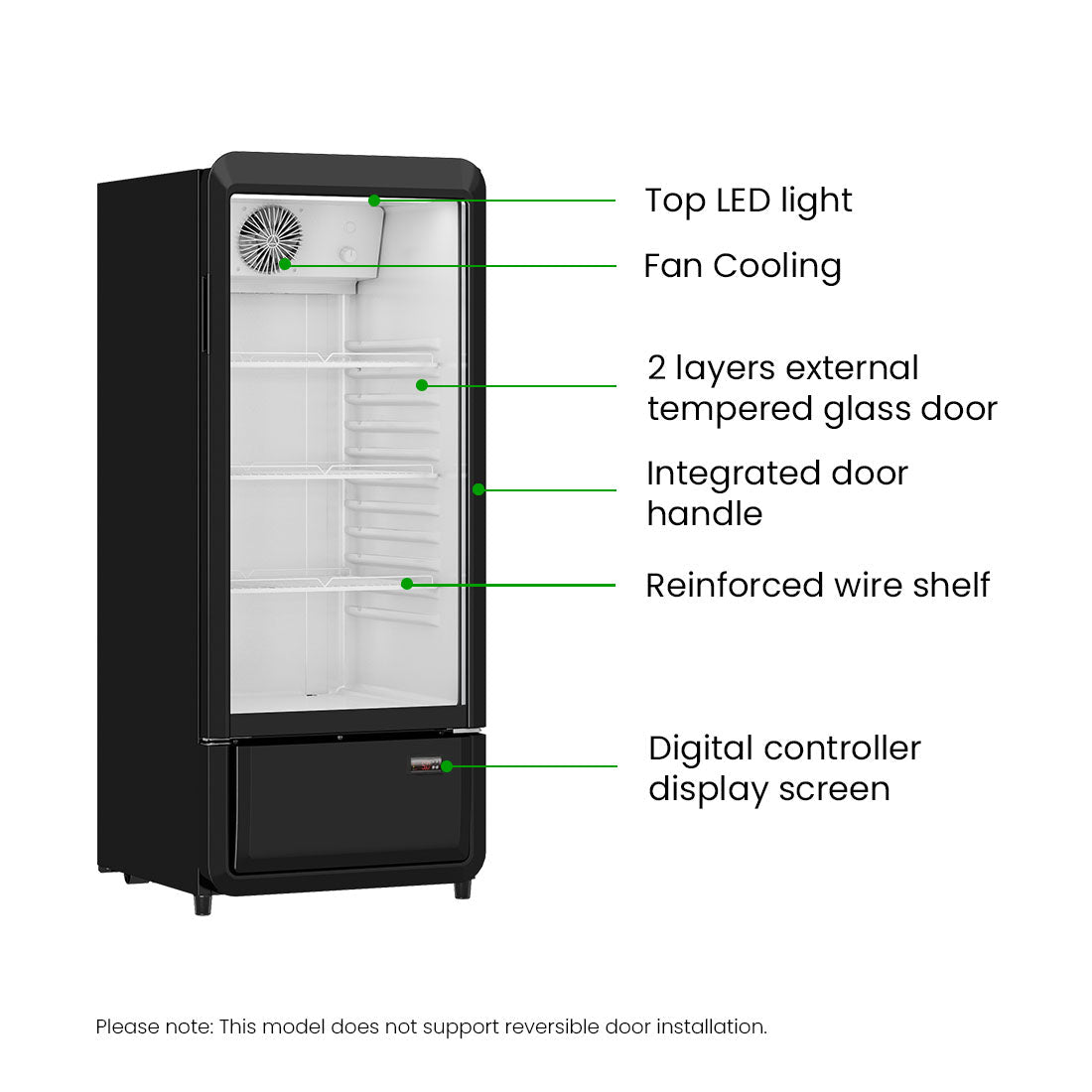 Thermaster Upright Glass Door Beverage Fridge 178L - Commercial Kitchen Appliances