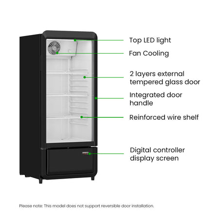Thermaster Upright Glass Door Beverage Fridge 178L - Commercial Kitchen Appliances