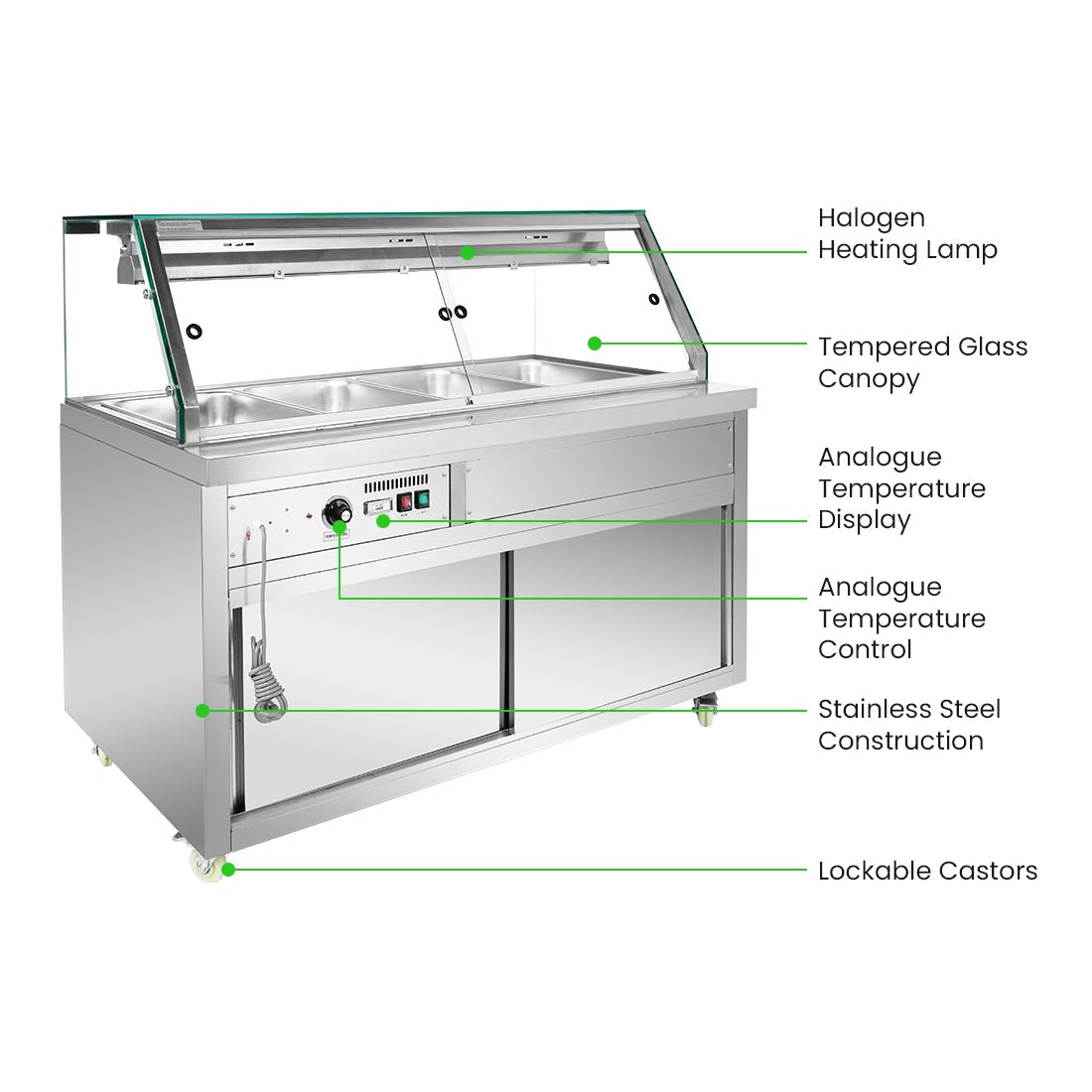 Thermaster Wet and Dry Bain Marie Display 4x1/1 GN Pans PG150FE - XG - Commercial Kitchen Appliances