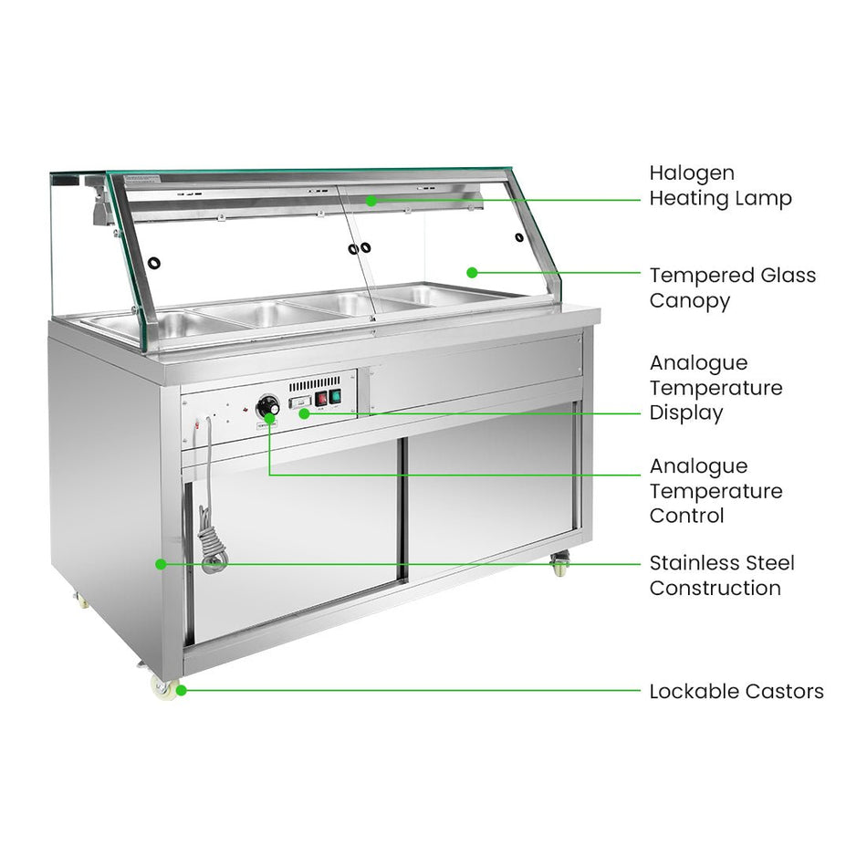 Thermaster Wet and Dry Bain Marie Display 4x1/1 GN Pans PG150FE - XG - Commercial Kitchen Appliances