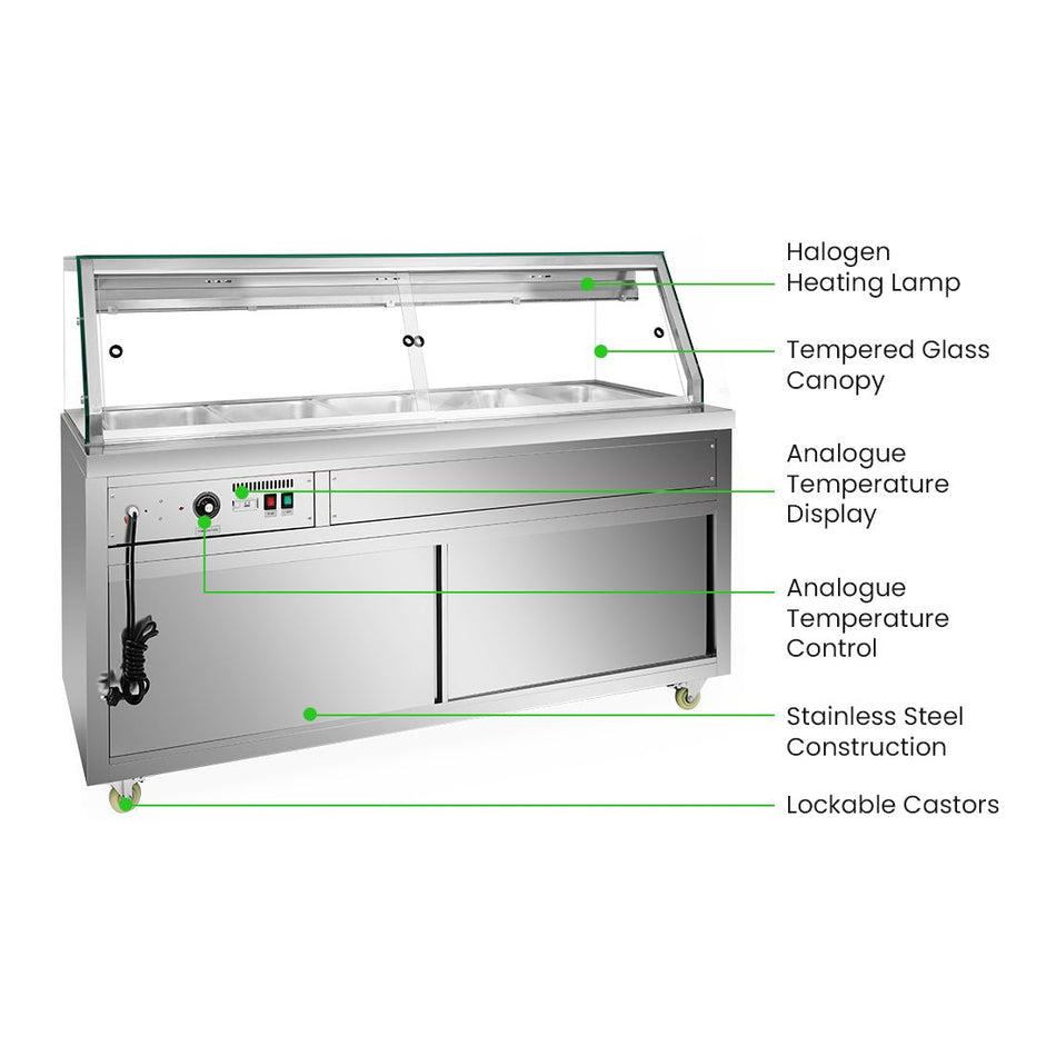 Thermaster Wet and Dry Bain Marie Display 5x1/1 GN Pans PG180FE - XG - Commercial Kitchen Appliances