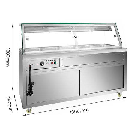 Thermaster Wet and Dry Bain Marie Display 5x1/1 GN Pans PG180FE - XG - Commercial Kitchen Appliances