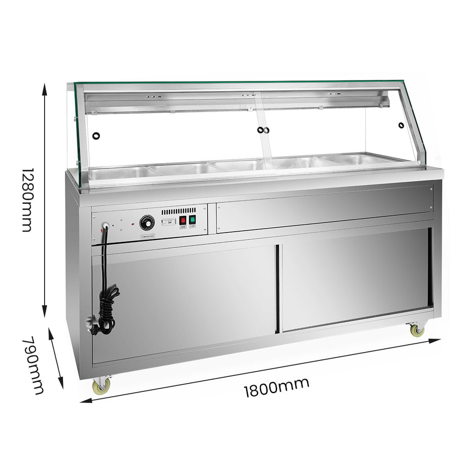 Thermaster Wet and Dry Bain Marie Display 5x1/1 GN Pans PG180FE - XG - Commercial Kitchen Appliances