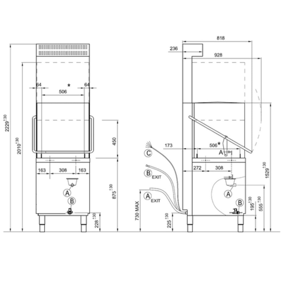 Washmaster Passthrough Commercial Dishwasher with Heat Recovery WM50HR - Commercial Kitchen Appliances