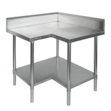 Modular Systems 304 Grade Corner Workbenches with 150mm Splashback & Undershelf