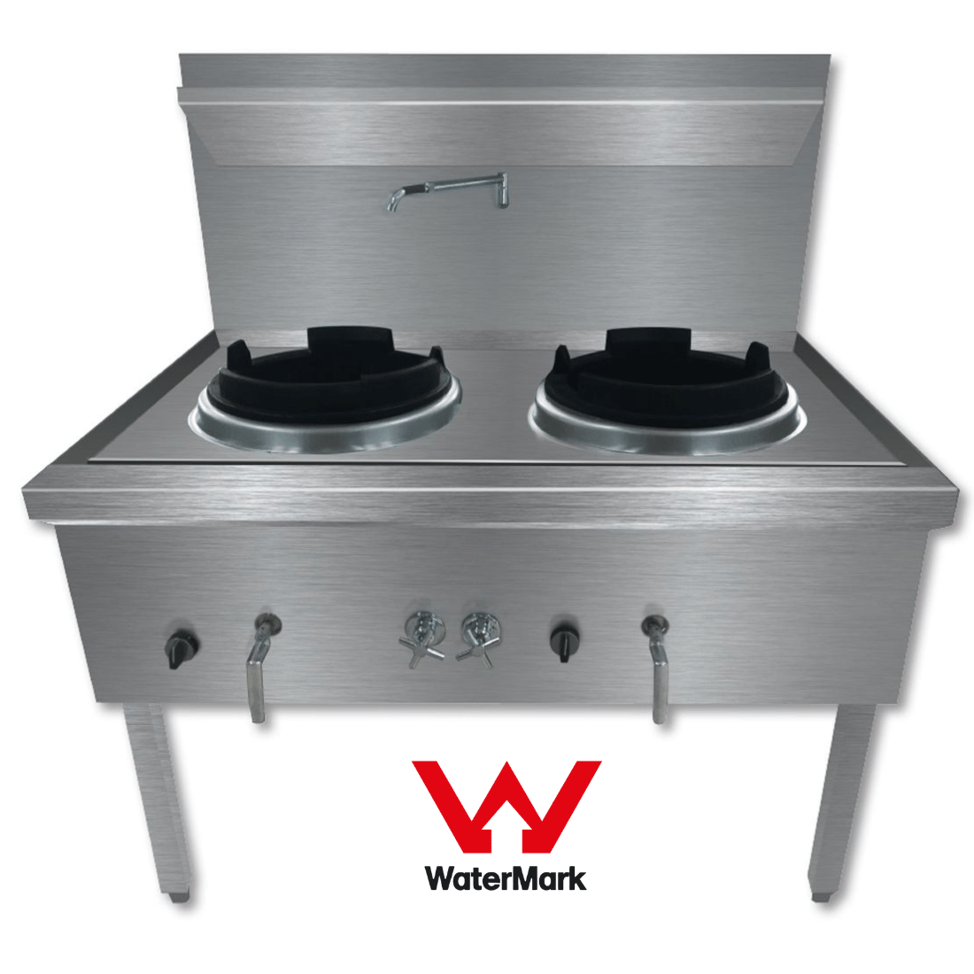 Gasmax Stainless Steel Waterless LPG Double Wok Chimney Burner - WW - 2LC - Commercial Kitchen Appliances