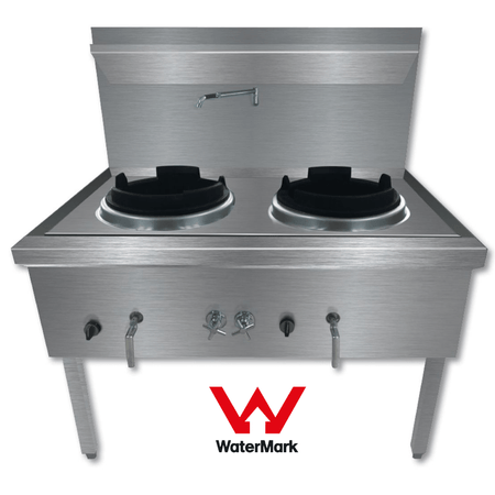 Gasmax Stainless Steel Waterless LPG Double Wok Chimney Burner - WW - 2LC - Commercial Kitchen Appliances