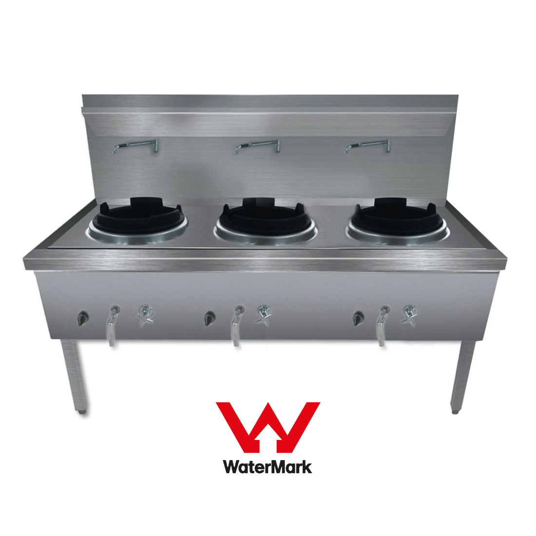 Gasmax Stainless Steel Waterless LPG Triple Wok Chimney Burner - WW - 3LC - Commercial Kitchen Appliances