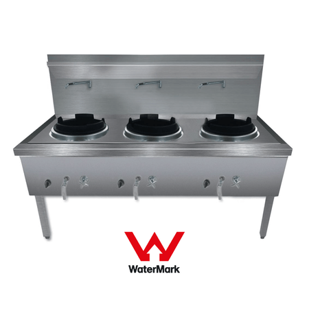 Gasmax Stainless Steel Waterless LPG Triple Wok Chimney Burner - WW - 3LC - Commercial Kitchen Appliances