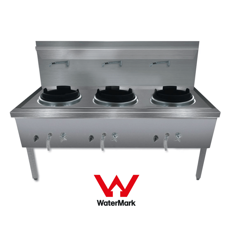 Gasmax Stainless Steel Waterless LPG Triple Wok Chimney Burner - WW - 3LC - Commercial Kitchen Appliances