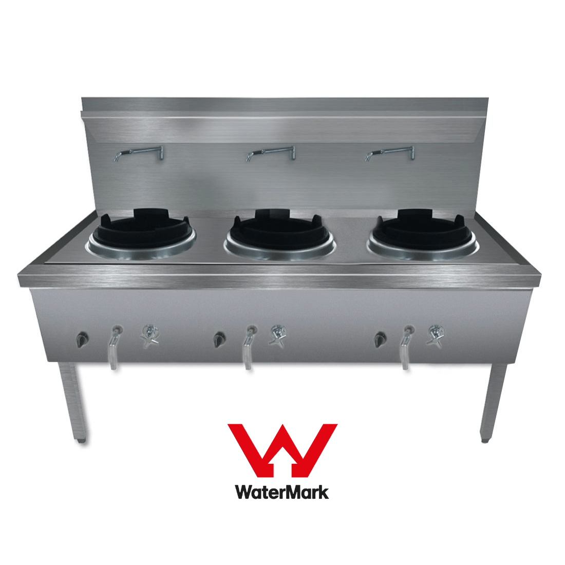 Gasmax Stainless Steel Waterless Nature Gas Triple Wok Chimney Burner - WW - 3NC - Commercial Kitchen Appliances