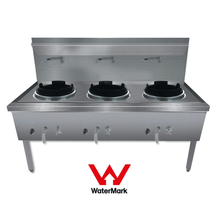 Gasmax Stainless Steel Waterless Nature Gas Triple Wok Chimney Burner - WW - 3NC - Commercial Kitchen Appliances