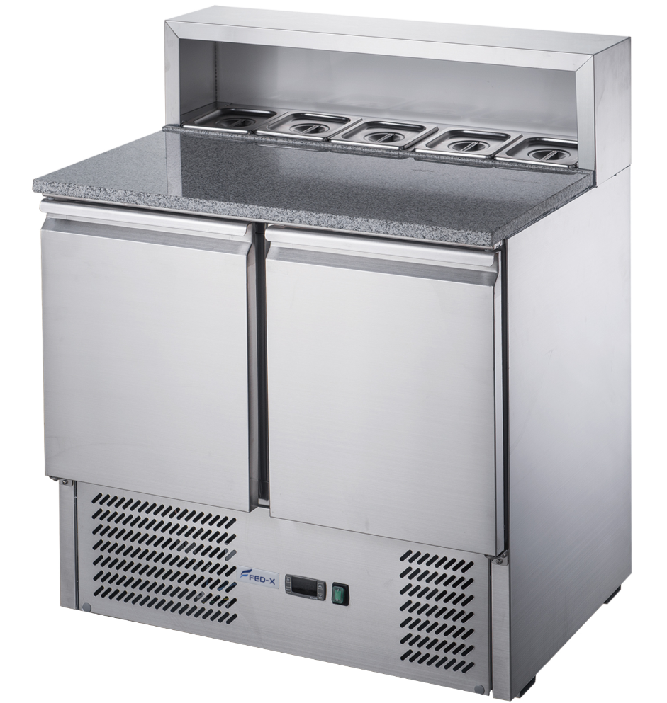 FED-X Two Door Salad Prep Fridge With Marble Top XGNS900E