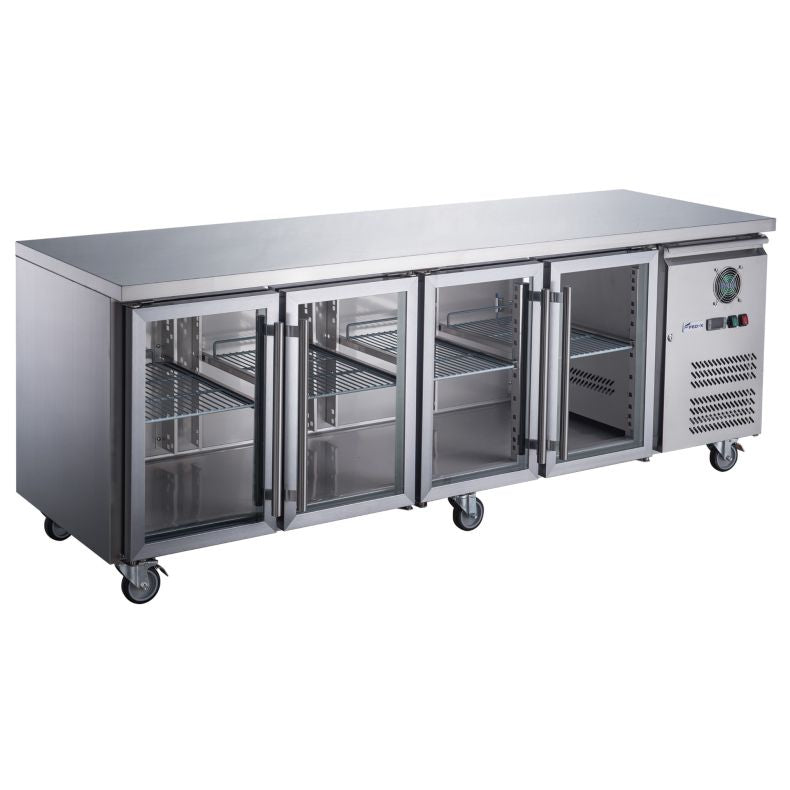 FED-X Four Glass Door Bench Fridge XUB7C22G4V