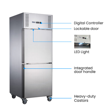 FED - X S/S Two Door Upright Fridge 600L XURC600S1V - Commercial Kitchen Appliances